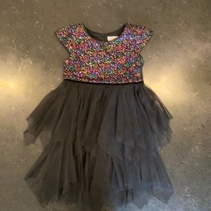 Cat & Jack 5T Rainbow Sequin and Black Tulle Dress